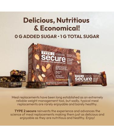 ANDREW LESSMAN Type 2 Secure Complete Meal Replacement Bars (Sucralose) Chocolate Brownie Almond Crunch 12 ct box 10g Protein 0g Added Sugar 16 Essential Vitamins & Minerals Gluten-Free Chocolate Brownie Almond Cru  - Buy Online on GoSupps.com