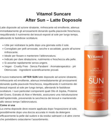 Vitamol After Sun After-sun milk for face and body Refreshing action Moisturizing emollient against redness and sunburn of the skin with jojoba oil - Buy Online on GoSupps.com