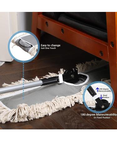 JINCLEAN 24 Industrial Cotton Floor Dust Mop with Adjustable Steel Handle | Commercial Mops for Various Surfaces - 1 Count - Buy Online on GoSupps.com