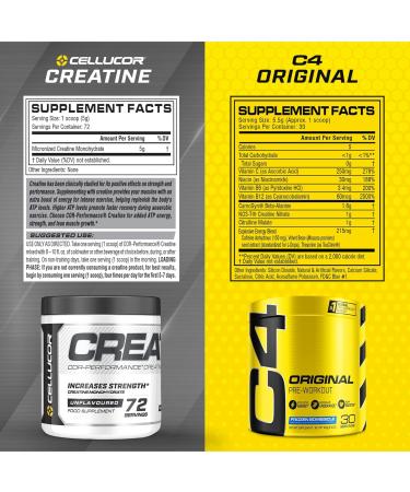 Cellucor Pre Workout & Creatine Bundle C4 Original Pre Workout Powder Frozen Bombsicle 30 Servings + Cor Performance Creatine Powder 72 Servings Frozen Bombsicle + Creatine Bundle Strength Bundle - Buy Online on GoSupps.com