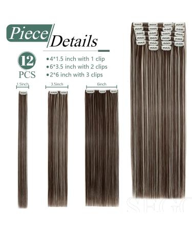 SEGO 12 PCS Clip-In Hair Extensions - Real Hair 180g 55cm Chocolate Brown & Bleaching Blonde - Affordable Full Head Coverage - Buy Online on GoSupps.com