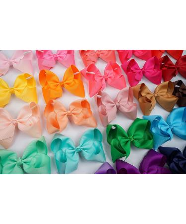 40 Pack Hair Bows Clips - Grosgrain Ribbon Hair Bows for Girls & Toddlers - 20 Colors, 6 Inch Alligator Clips - Buy Online on GoSupps.com