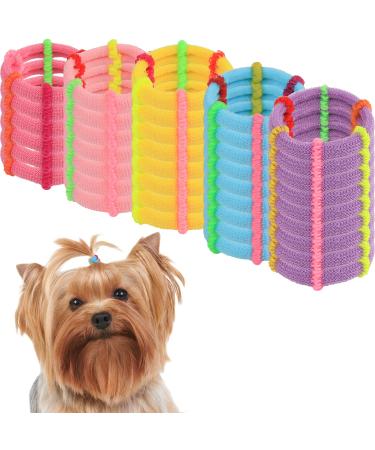 100 Pcs Colorful Puppy Rubber Bands Dog Hair Ties,Grooming Dog Hair Bows for Small Dog Girl,Super Stretch Nylon Seamless Yorkie Accessories Ponytail Holder hot pink,pink,yellow,purple,blue