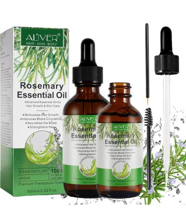 Rosemary Oil (4.04 Oz) Hair Growth Oil Rosemary Oil for Hair Growth Organic Cold Pressed by Fresh Rosemary Natural Rosemary Treatment Oil For Hair & Body Eyebrows Eyelashes Nails and Skin 2.02 Fl Oz (Pack of 2)