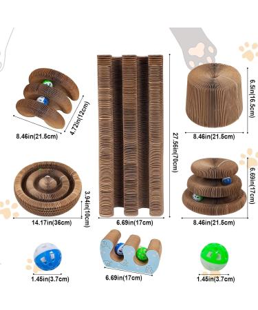 Bonitacrylic Cat Scratching Board with Magic Accordion Design - Interactive Toy for Enrichment and Play | Double Layer Cardboard Mat with Two Balls for Kitten Bed - Buy Online on GoSupps.com