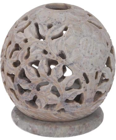 Buy GURU SHOP Indian Scented Potpourri Container - Soapstone Tealight & Ball Flowers - Cream-White - 8.5x8x8 cm | Fragrance & Oil Lamps International Shipping - Buy Online on GoSupps.com