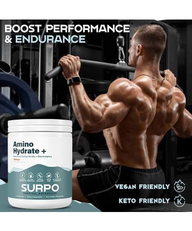Sugar Free Electrolytes with EAA Powder | Hydrating BCAA & Essential Amino Acids for Muscle Growth | Pre & Post Workout Orange Flavor - Buy Online on GoSupps.com