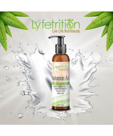 Hyaluronic Acid Serum for Skin - Moisturizing & Hydrating | Natural Face Serum with Vitamin C & Aloe Vera | 12 Fl Oz - Lyfetrition - Buy Online on GoSupps.com