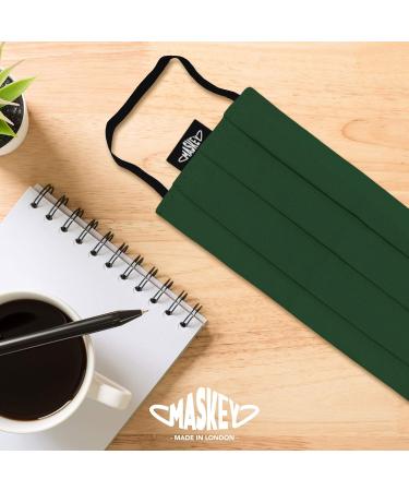 Washable 3-Layer Green Cotton Face Mask | Made in UK, London | Washable Over 100 Times - Buy Online on GoSupps.com