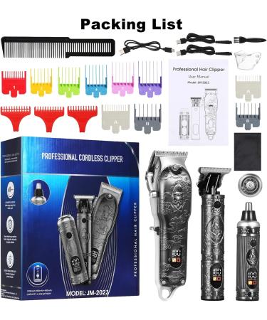 Bestauty Professional Barber Clippers Set - Cordless Beard & Nose Hair Trimmer Waterproof & Rechargeable Ideal for Haircut & Shaving (Silver - Buy Online on GoSupps.com