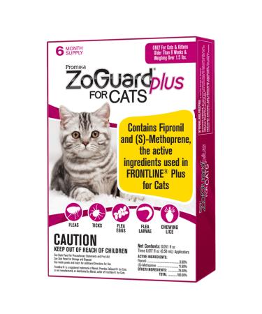 ZoGuard Plus Flea and Tick Prevention for Cats, Over 1.5 lbs 6 Dose