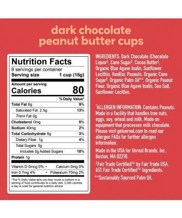 Unreal Dark Chocolate Peanut Butter Cups - 4.2 oz | Delicious & Guilt-Free Treat - Buy Online on GoSupps.com