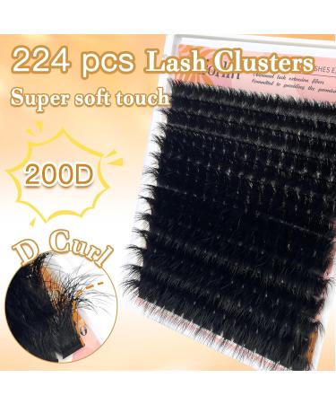 Fluffy 200D Lash Clusters - 224 Pcs 10-20mm D Curl Volume Eyelash Extensions | DIY Natural False Eyelashes at Home by Anforlin - Buy Online on GoSupps.com
