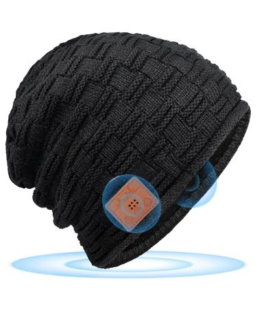 EastPin Bluetooth Beanie Hat with Headphones - Wireless Winter Hat Men Women Knit Fleece Lined Skull Cap Stocking Stuffer Ski Carbon Black