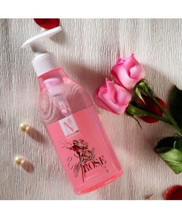 NutriGlow NATURAL'S English Rose Shower Gel With Mulberry Extract For Long Lasting Freshness Gentle Cleansing Deep Moisturisation No Sulphates 10.14Oz - Buy Online on GoSupps.com