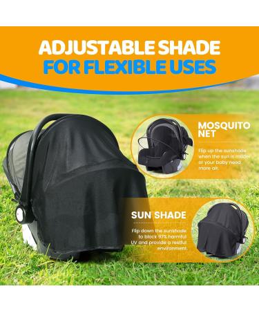 Buy Orzbow 2-in-1 Insect & Sun Protection for Baby Seats | Breathable UPF 50+ Sun Sail & Universal Mosquito Net for Maxi-Cosi Cybex Joie Black Deluxe - Buy Online on GoSupps.com