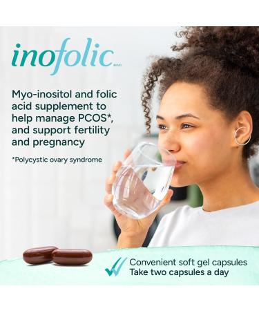 Inofolic - PCOS Supplement for Women - Myo-inositol and Folic Acid Supplement - 30 Day Supply of Convenient Soft Gel Capsules Supporting PCOS Symptoms and Pregnancy 60 count (Pack of 1) - Buy Online on GoSupps.com