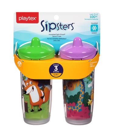 Playtex Sipsters Stage 3 Insulated Spout Sippy Cups - 9 Ounce, 2 Pack (Color May Vary) - Buy Online on GoSupps.com