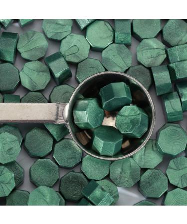 Mornajina Metallic Green Sealing Wax Beads Kit - 360 Pieces Octagon Wax Beads with Stamp Melting Spoons and Candles - Buy Online on GoSupps.com