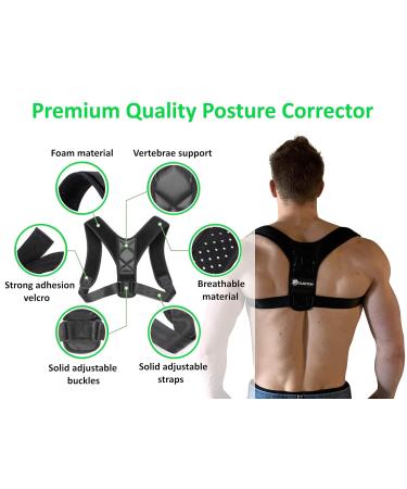 Posture Corrector Back Brace for Men & Women | Adjustable Upper Back Straightener | Pain Relief for Back Neck & Shoulders | Universal L & XL Sizes Available - Buy Online on GoSupps.com