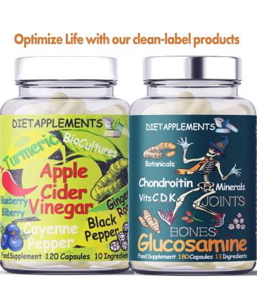 Organic Apple Cider Vinegar Capsules with Turmeric, Ginger, Pepper & Berries | High Strength Bio Cultures | Vegan | 1 Bottle - Buy Online on GoSupps.com