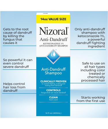 Nizoral Anti-Dandruff Shampoo 1% Ketoconazole Fresh Scent 14 fl oz - Effective Dandruff Treatment - Buy Online on GoSupps.com