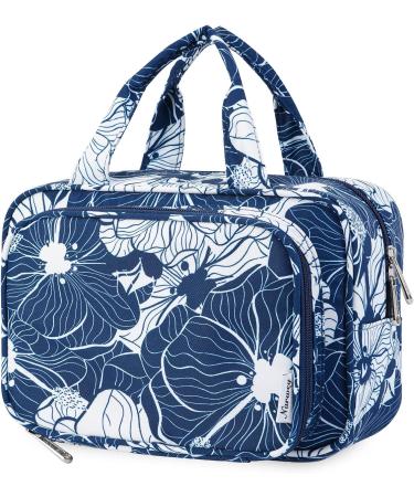 Large Blue Lotus Toiletry Bag: Full Size Makeup Organizer for Women | Travel Cosmetic Bag - Buy Online on GoSupps.com
