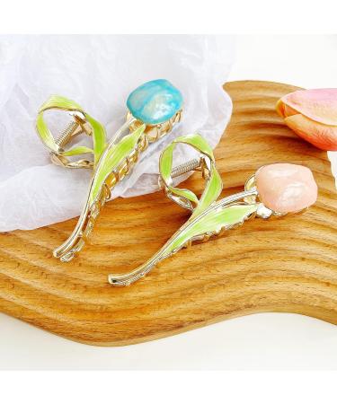 2-Piece Metal Flower Hair Clips | Large Tulip Hair Claw Clips for Women & Girls | Slide-Resistant Hair Accessories for Thin Thick Curly Hair - Buy Online on GoSupps.com