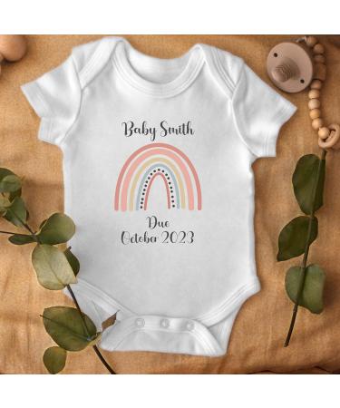 Hoolaroo Personalised Baby Pregnancy Announcement Onesie - Rainbow Baby Reveal 0-3 Months Clothing - Buy Online on GoSupps.com