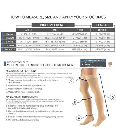 Truform Thigh High Compression Stockings for Men & Women - 15-20 mmHg Closed Toe Beige Large (1 Pair) | International Shipping Available - Buy Online on GoSupps.com
