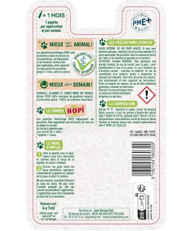 HOPI Anti-Flea Pipette for Cats from 3 to 6 kg - 4 Months of Protection Against Fleas Ticks and Mosquitoes - Plant Extracts - Practical and Easy - Made in France - Buy Online on GoSupps.com