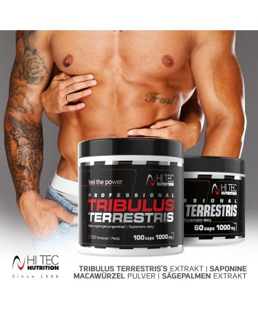 HI TEC NUTRITION Tribulus Terrestris Professional - 100 Capsules for Testosterone Boost & Muscle Mass Gain | Buy Now with Discount for International Shipping! - Buy Online on GoSupps.com