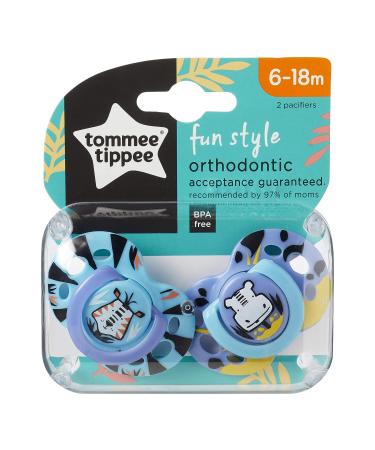 Tommee Tippee Fun Style Pacifiers 6-18m, BPA-Free Silicone Binkies - 2 Count (Colors Vary) - Buy Online on GoSupps.com