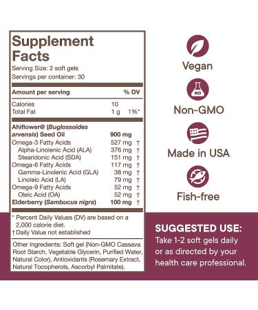 FOREST REMEDIES Elderberry Immune Support + Vegan Omegas | Plant-Based with Omega 3-6-9 | Gluten-Free & Non-GMO Soft Gels - Buy Online on GoSupps.com
