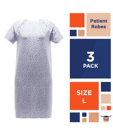 White Patient Robes 100% Cotton Pack of 3 - Unisex Hospital Gowns with Snap Closures - Reusable Nursing Dresses for Adults - Medical Pajamas for Maternity - Large Size - Buy Online on GoSupps.com