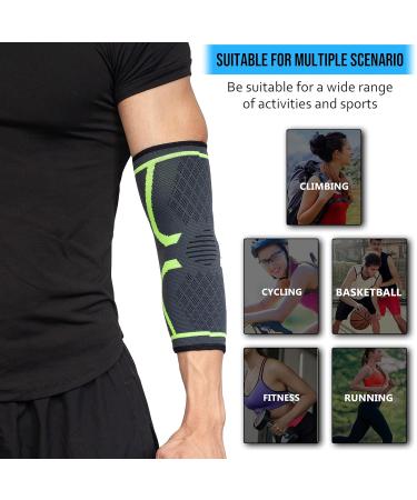 360 Relief Compression Elbow Brace for Men & Women | Joint Pain Relief & Tendonitis Support | Ideal for Tennis, Golf, Workout, & Weightlifting | Size Large | Includes Mesh Laundry Bag | Green - Buy Online on GoSupps.com