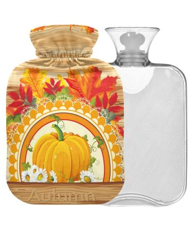 Naanle Thanksgiving Autumn leaves heat bottle with reference transparent hot water bottle heat bottle for bed handfoot heat pain relief heat and cold therapy small 1l