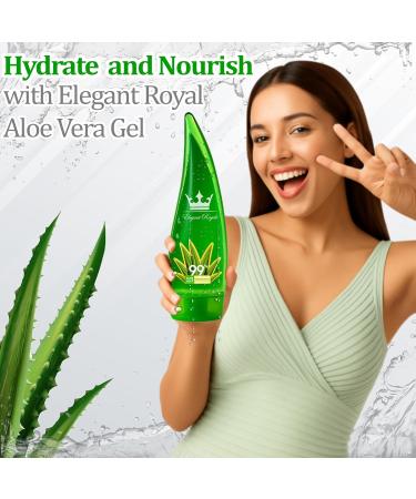 Elegant Royale Aloe Vera Skincare Set 99% Pure Aloe Vera Gel (9 oz) + Gentle Exfoliating Scrub (6 oz) Natural Hydrating & Soothing Face & Body Combo for Dry Sensitive Skin Sunburn & Glow - Buy Online on GoSupps.com