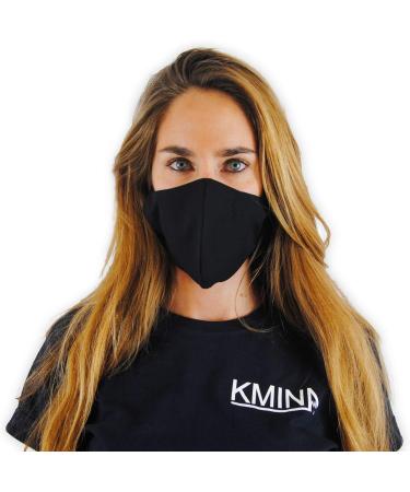 Kmina Pro Washable Face Mask (2 Pack) - Reusable Black Fabric Masks Gentle on Ears Made in Europe - Buy Online on GoSupps.com