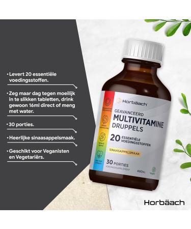 Multivitamin Drops 480ml Vegan Liquid Multivitamin Supplement for Men and Women Horbach - Buy Online on GoSupps.com