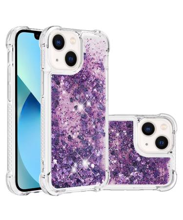 Tivenfezk Nadoli Glitzer Treisand Shell for iPhone 15 silicone shockproof mobile phone cover Transparent TPU Bumper protective cover liquid transparent quicksand case iPhone 15 purple