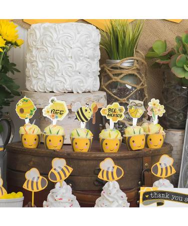 12Pcs Bumble Bee Cupcake Toppers Bee Honeycomb Sunflower Shape Cupcake Picks Decorations for Kids Girls Birthday Baby Shower Honey Bee Themed Party Supplies Cake Decor Bee Day - Buy Online on GoSupps.com