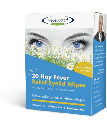 Eye Doctor Hay Fever Relief Eyelid Wipes - 80x Single Use Allergy Wipes for Inflammation & Itchy Eyes - Cooling Soothing Relief - 80 Count - Buy Online on GoSupps.com