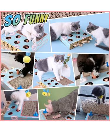 Cat Enrichment Toy: Whack-a-Mole + Scratching Pad + Cardboard Box for Interactive Fun and Boredom Relief - Buy Online on GoSupps.com