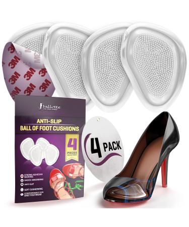 Premium High Heel Inserts Extra Soft Forefoot Cushioning Ball of Foot Cushions for Women and Men, Reusable Metatarsal Pads, Prevent Blisters and Calluses, 4 Invisible Pads, Fit Any Shoe Metatarsal pads (4 Pieces)