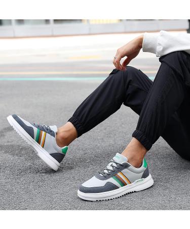 URRAX Men's Orthopedic Arch Support Leather Shoes - Plantar Fasciitis Relief | Comfortable Walking Sneakers for Heel Pain - 11W, Grey/Green - Buy Online on GoSupps.com