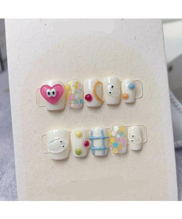 Detachable Handmade false nails with design dopamine bubble love girl press on Nail enhancement false nails (Color : 5 Size : XS)
