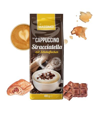 Massimo Stracciatella Cappuccino avec flocons de chocolat - 10 x 400 g - Poudre aromatis e avec caf de haricots solubles et flocons de chocolat au lait