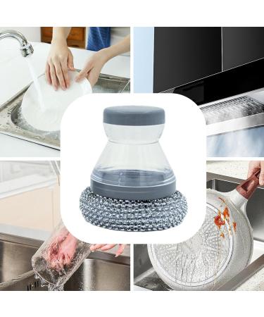 Soap Dispensing Brush - Soap Dispensing Palm Brush | Push Dispensing Dish Soap Scrubber Brush | Palm Dispensing Brush | Dish Brush with Handle Soap Dispenser | Portable Pan Sink Scrubber for Dish Pot - Buy Online on GoSupps.com