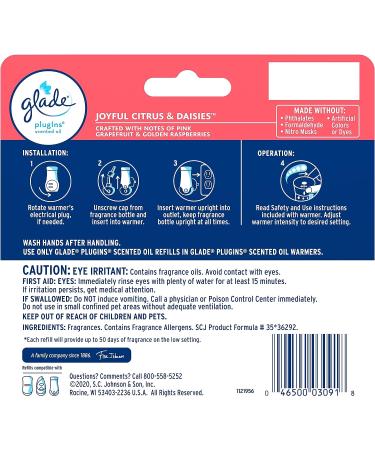 Glade PlugIns Refills Air Freshener 5-Pack - Joyful Citrus & Daisies Scented Essential Oils 3.35 Fl Oz - Buy Online on GoSupps.com